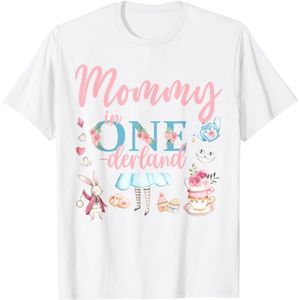 Onederland Womens Mommy In Onderland 1st Birthday Novelty T-Shirt SZ US L:NWOT